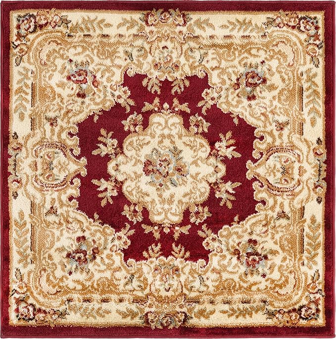 Rugs.com Chateau Collection Rug - 3 Ft Square Red Medium Pile Rug