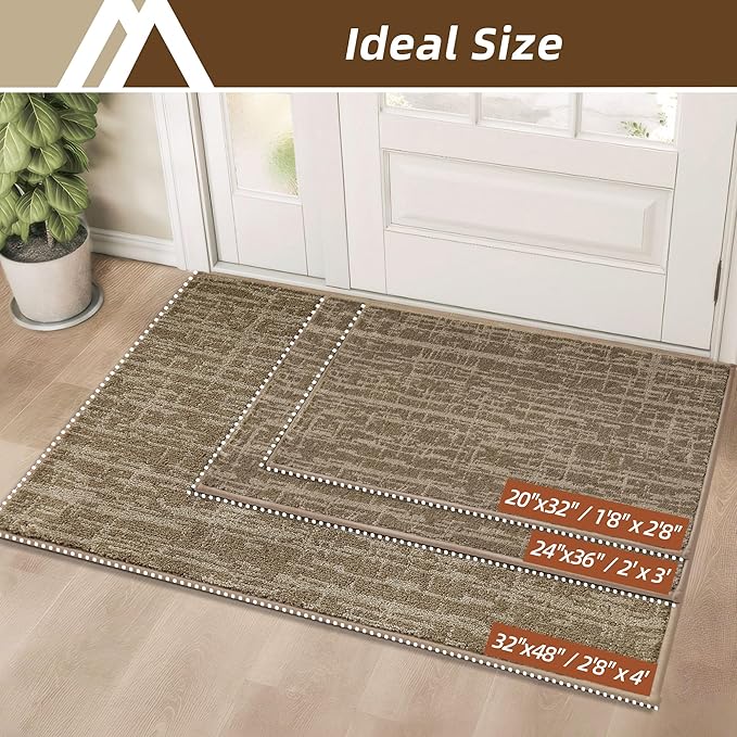 COSY HOMEER-Dirt-Trapper-Door-Mat 32"x48" Non-Slip Entryway Rugs Washable Welcome Mat Absorbent Entrance Mats Low Pile Dog Door Mats for Front Back Doomats and Wet Shoes,Taupe