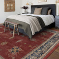 RUGGABLE Washable Vintage Area Rug – Verena Amber Red 10x14, Stain-Resistant, Non-Slip – Large Machine Washable Rugs for Living Room, Bedroom, Hallway, Entryway & Office–with Standard Pad