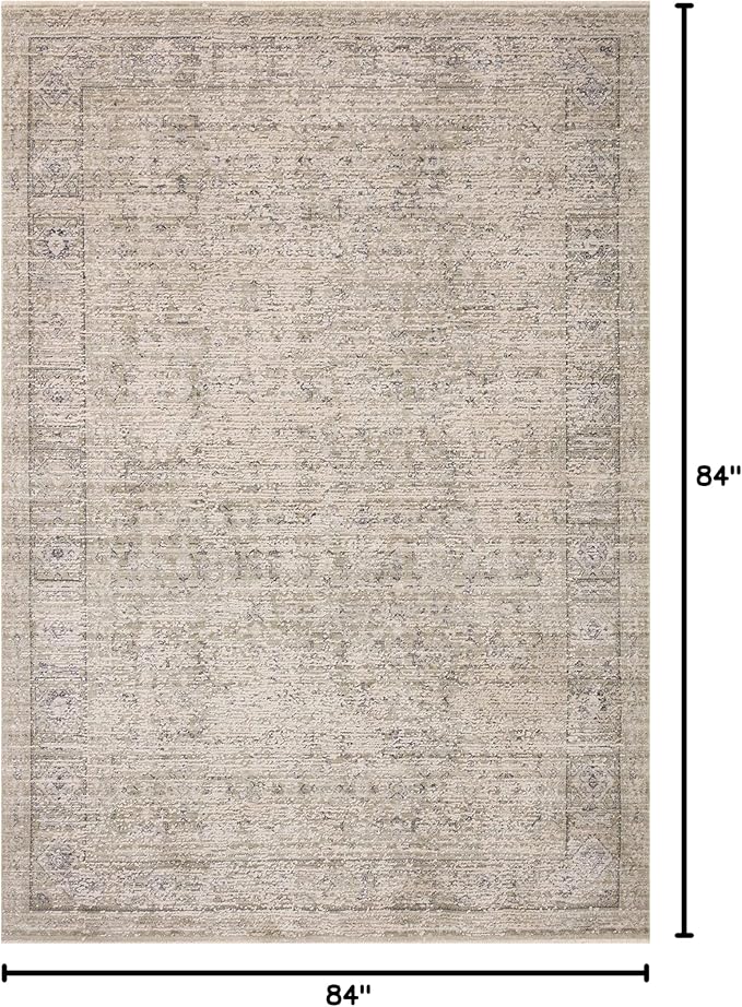 Loloi Amber Lewis Alie Collection ALE-03 Taupe/Dove 7'-10'' x 7'-10'', .13'' Pile Height, Round Area Rug