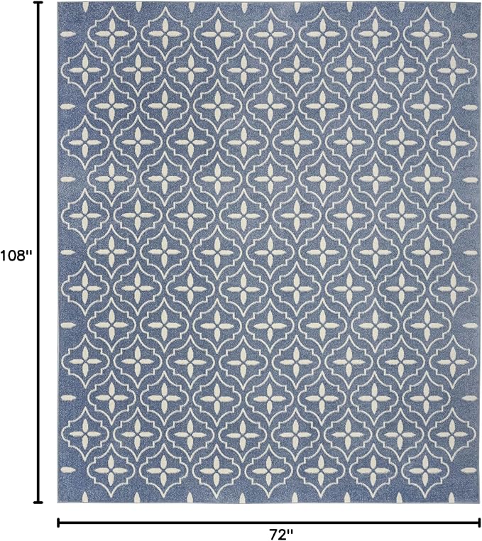 Nourison Home Nourison Essentials Blue Ivory 6' x 9' Area Rug - Easy Clean, Non Shedding, Bed Room, Living Room, Dining Room, Kitchen (6' x 9')