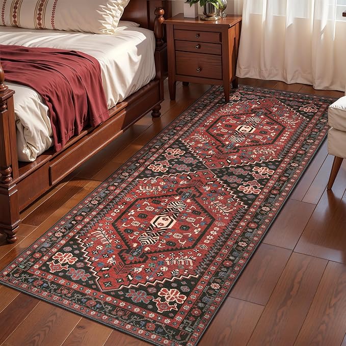 Ciicool Washable Non Slip Runner Rug, 2x6ft Hallway Rug Vintage Kitchen Rugs Oriental Carpet for Entrance Bedroom Bedside Living Room Laundry Bathroom Decor