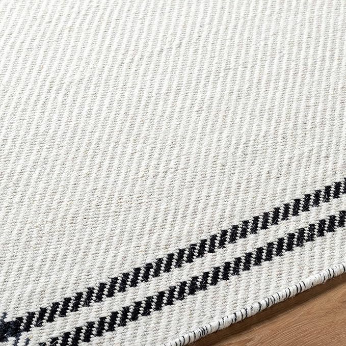 Mark&Day Wool Rugs, 6x9 Janmichael Cottage Light Silver/Black Area Rug, Silver Black Carpet for Living Room, Bedroom or Kitchen (6' x 9')
