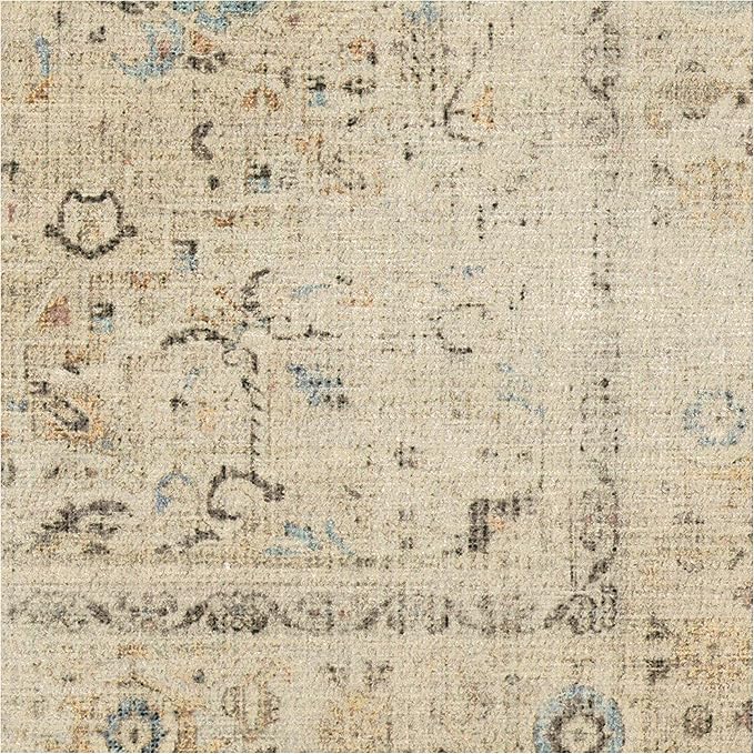 RUGGABLE Washable Vintage Area Rug – Kamran Ivory Opal 6x9, Stain-Resistant, Non-Slip – Medium Machine Washable Rugs for Living Room, Bedroom, Hallway, Entryway & Office–with Cushioned Pad