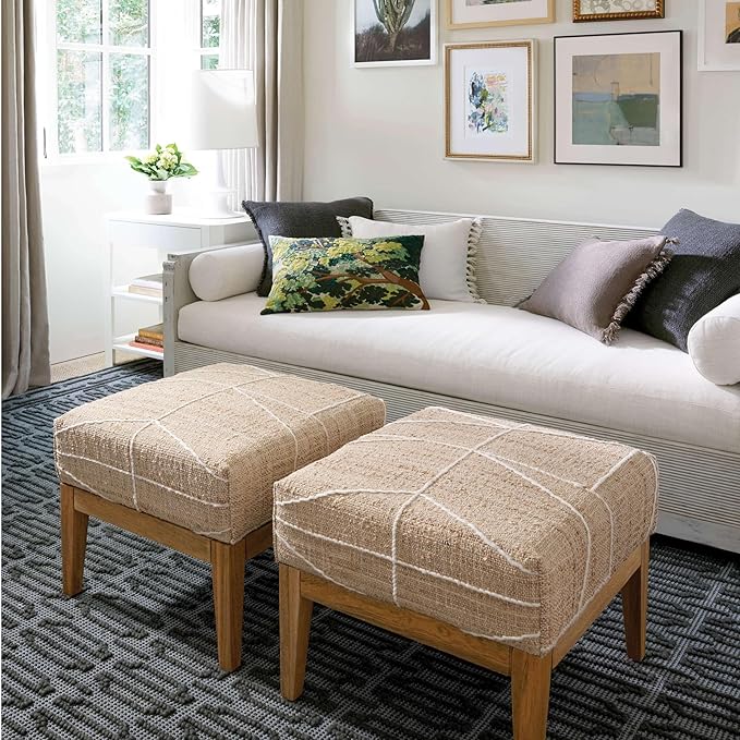 Dash and Albert Campbell Iron Handwoven Wool Rug, Runner-2.5 X 8 Feet, Neutral/Grey Geometric Pattern - Premium Luxury Hotel Quality Soft Breathable Hypoallergenic Machine Washable Easy Care All