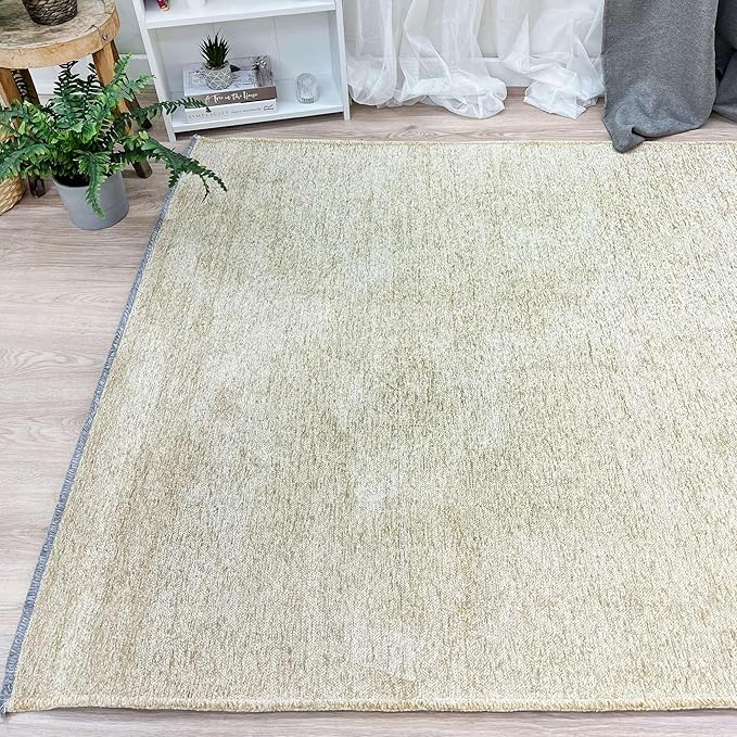 Alfa Rich 3x10 Sand Beige Washable Area Rugs for Living Room Hallway Kitchen Cotton Runner Decor Rug