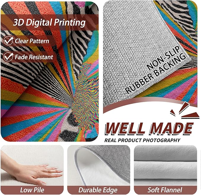 Graffiti Bedroom Rug - Colorful Abstract Street Art Rug, 6x9 Area Rugs, Hippie Aesthetic Funky Non Slip Fade Resistant Large Carpets Home Decor #C088