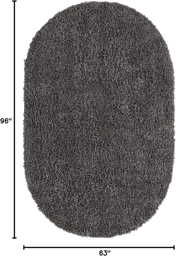 Unique Loom Davos Shag Collection Area Rug - Solid (5' 3" x 8' Oval, Peppercorn)