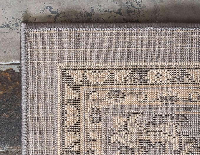 Unique Loom Sialk Hill Collection Area Rug - Washington (2' 7" x 10' Runner Gray/Black)