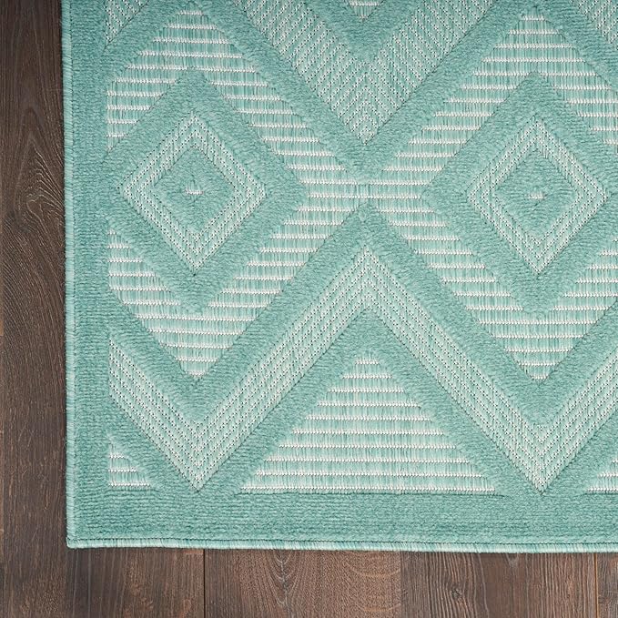 Nourison Home Versatile Aqua Teal 7' x 10' Area Rug - Easy Clean, Non Shedding, Bed Room, Living Room, Dining Room, Kitchen (7' x 10')