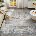 7x10 Area Rug Living Room Rugs - Washable Neutral Modern Abstract Soft Thin Large Rug Indoor Floor No Slip Rug Carpet for Bedroom Under Dining Table Home Office Decor - Blue Grey