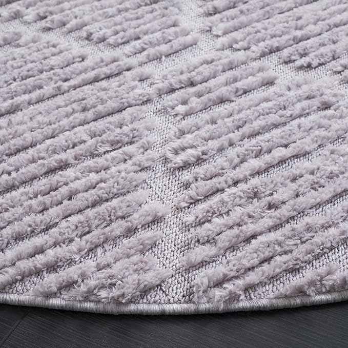 SAFAVIEH Marrakesh Collection Area Rug - 3' Round, Grey, Geometric Design, Ideal for High Traffic Areas in Living Room, Bedroom, Dining (MRK517F)