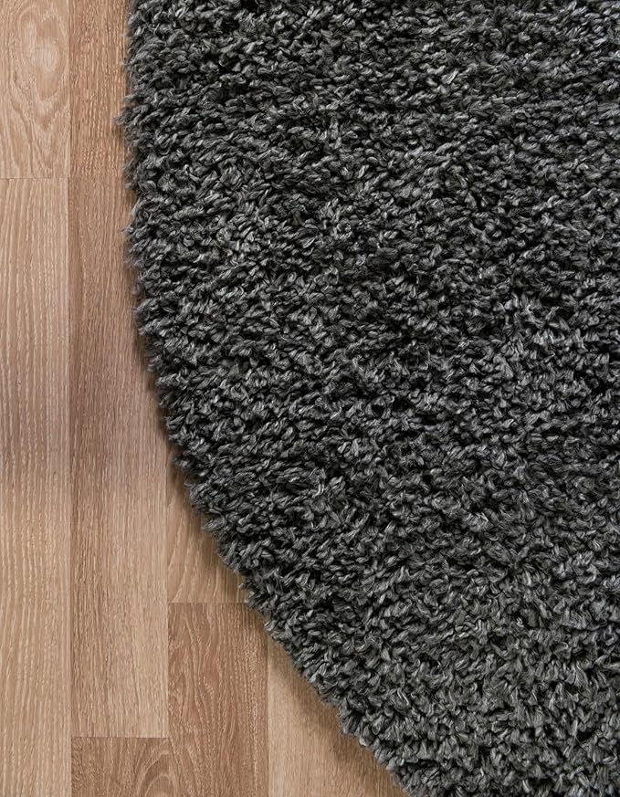 Unique Loom Davos Shag Collection Area Rug - Solid (5' 3" x 8' Oval, Peppercorn)