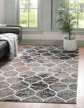 Rugs.com Lattice Frieze Collection Rug – 2' x 3' Blue Multi Medium Rug Perfect for Living Rooms, Large Dining Rooms, Open Floorplans