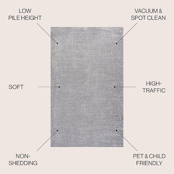 JONATHAN Y Haze Solid Low-Pile Gray Indoor Area Rug 3x5, Coastal,Bohemian,Minimalist,Classic, Easy-Cleaning for Living Room,Bedroom,Kitchen,Pet Friendly,Non-Shedding (SEU100A-3)