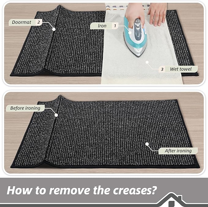 BEQHAUSE Dirt Trapper Door Mat 24" x 60", Non-Slip Washable Doormats Entrance Mat, Dirt Resistant and Absorbent Welcome Mat, Low Profile Floor Mats for Front Back Door and Entryway, Black