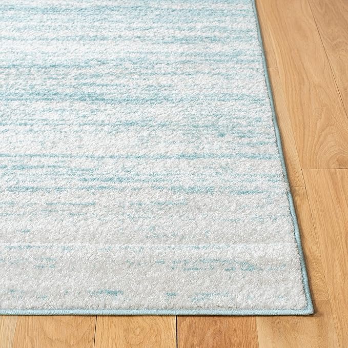 SAFAVIEH Adirondack Collection Area Rug - 4' Square, Aqua & Ivory, Modern Ombre Design, Non Shedding & Easy to Clean, Ideal for Living Room, Bedroom, Office, Dining Space (ADR113J)