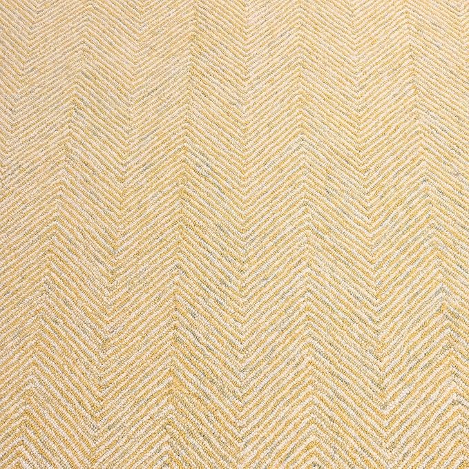 Modern Herringbone Chevron Collection Handcrafted Wool Area Rug - Durable, Zigzag Pattern, for High Traffic, Contemporary Design for Living Room, Bedroom, Dining Room Decor (Butter Yellow, 4' x 6')