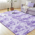Andency 6x9 Area Rugs, Large Shag Fluffy Soft Shaggy Rugs for Living Room Bedroom, Non-Slip Tie-Dyed Purple Thick Plush Carpet for Kids Girls and Boys, Dorm Nursery Home Decor Aesthetic