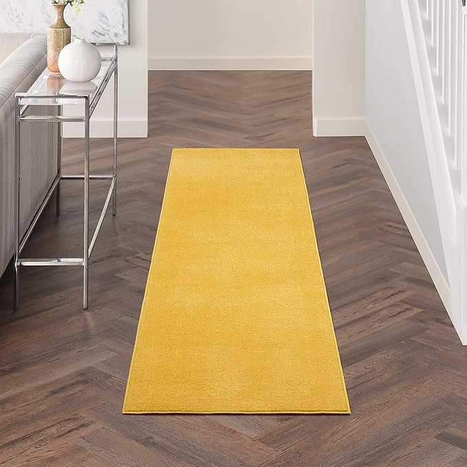 Nourison Home Nourison Essentials Yellow 2' x 6' Area Rug - Easy Clean, Non Shedding, Bed Room, Living Room, Dining Room, Kitchen (6' Runner)