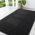 OLANLY Front Door Mat Indoor Outdoor Entrance, Waterproof Heavy Duty Doormat, Fade Resistant, Low Profile, Easy Clean Patio Porch Welcome Floor Mats for Entry, 59x30, Off-Black