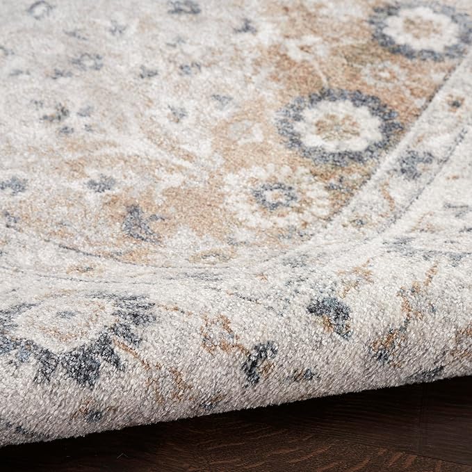 Nourison Home Astra Machine Washable Silver Taupe 6'7" x 9' Area Rug - Easy Clean, Non Shedding, Bed Room, Living Room, Dining Room, Kitchen (7' x 9')