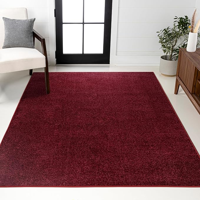 JONATHAN Y Haze Solid Low-Pile Dark Red Indoor Area Rug 12x15, Coastal,Bohemian,Minimalist,Classic, Easy-Cleaning for Living Room,Bedroom,Kitchen,Pet Friendly,Non-Shedding (SEU100Q-15)