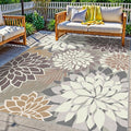 3x5 Washable Rug for Living Room Tropical Botanical Modern Floral Chenille Area Rugs Low Pile Non Slip Carpet for Patio, Bedroom, Laundry, Taupe