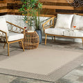 Nuloom Asha Light Grey/Ivory, 9'6" x 12', Casual, Striped Border, Soft and Cozy, High Traffic, Stain Resistant, Easy Clean, Durable Area Rug for Indoor/Outdoor Patio, Deck, Porch, Garden, Courtyard