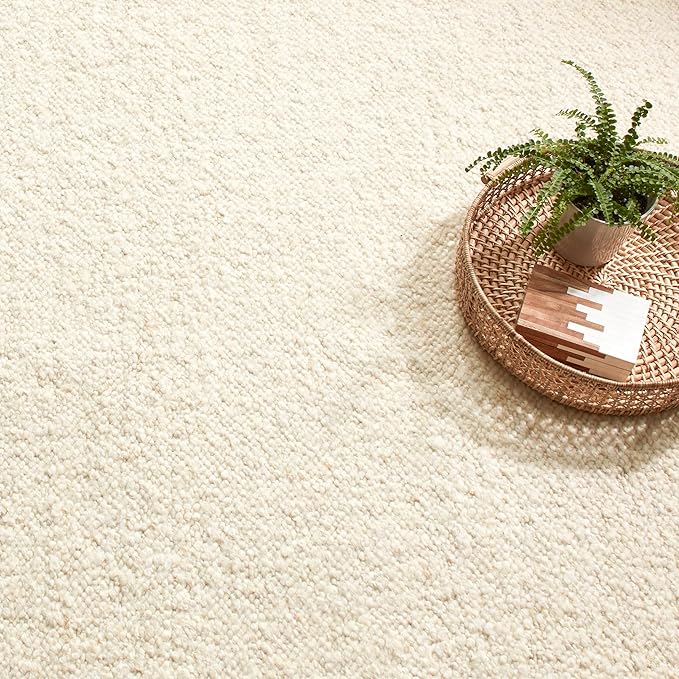 Dash & Albert Holmstead Ivory Handwoven Wool Rug, 5 X 8 Feet, Ivory Solid Pattern - Premium Luxury Hotel Quality Soft Breathable Hypoallergenic Machine Washable Easy Care All Season Comfortable
