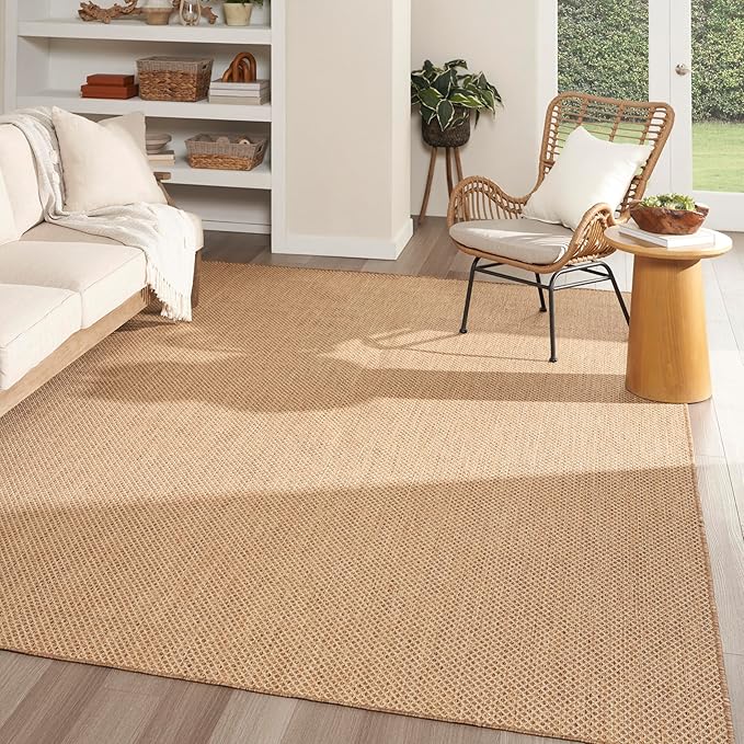 Nourison Home Courtyard Jute 9' x 12' Area Rug - Easy Clean, Non Shedding, Bed Room, Living Room, Dining Room, Kitchen (9' x 12')