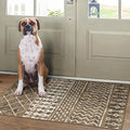 2x3 Machine Washable Area Rug for Entryway, Brown Vintage Moroccan Rug Non-Slip Low Pile Soft Faux Wool Small Carpet, Kids and Pets Friendly for Bedroom Kitchen Hallway Bedside Home Decor Rug