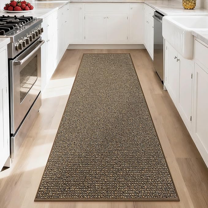 BEQHAUSE Hallway Runner Rugs 2.6x10, Hallway Rug Non-Slip Washable(Rolled-Up NO Creases), Runner Rug Absorbent Stain Resistant Hall Rug Carpet Runner, Entryway Rugs Floor Mat Laundry Room Rugs, Brown