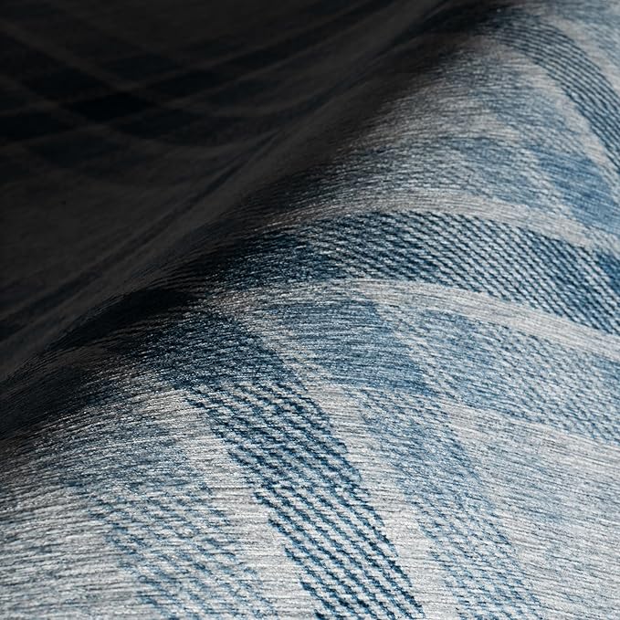 Dash & Albert Andri Plaid Blue Machine Washable Rug, 2 X 3 Feet, Blue/White Plaid Pattern