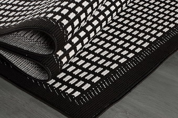 Beverly Rug Micro Loop Area Rug Black/White 5x7 Geometric Modern Luxury Zebra Durable Soft Indoor Rugs for Living Dining Room Office Stain Resistant Non Shedding Casual Indoor Carpet 5 x 7