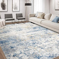 Area Rug Living Room Rugs - 10x14 Abstract Large Soft Indoor Washable Rug Neutral Modern Low Pile Carpet for Bedroom Dining Room Farmhouse Home Office - Blue