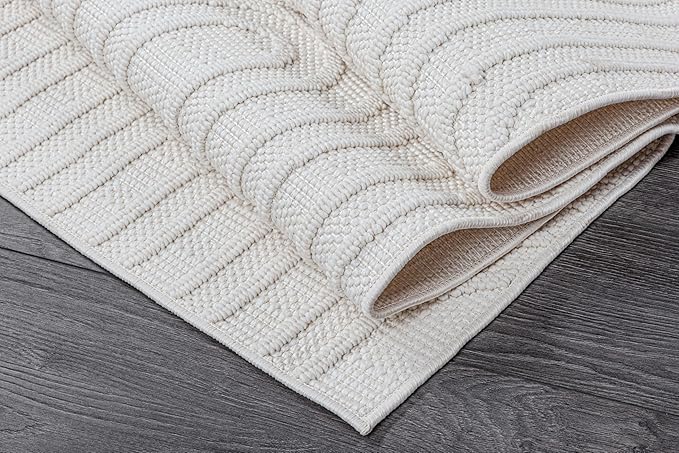 Beverly Rug Micro Loop Area Rug White 8x10 Modern Luxury Soft Circle Geometric Durable Indoor Area Rugs for Living Dining Room Office Stain Resistant Non Shedding Casual Indoor Carpet White 8 x 10