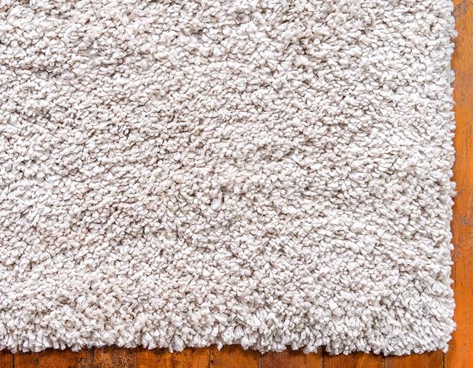 Unique Loom Davos Shag Collection Area Rug - Solid (3' 3" Square, Linen)