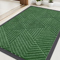 Kitinjoy Front Door Mat Outside Entrance, Sturdy Natural Dirt Trapper, Heavy Duty Rubber Doormat, Low Profile Non-Slip Backing, Easy Clean Floor Mat for Indoor Outdoor Entry, 35X23 Inch, Green