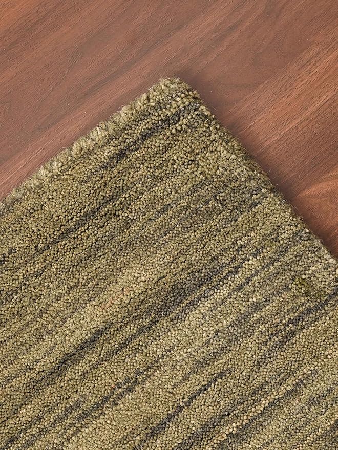 Rugsotic Carpets Hand Knotted Loom Wool 3'x5' Area Rug Solid Green L00111