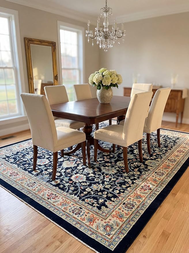 Rugs.com Yasmin Collection Rug – 8' x 10' Navy Blue Medium Rug Perfect for Living Rooms, Large Dining Rooms, Open Floorplans