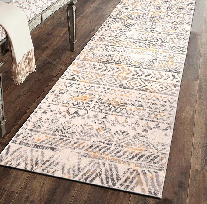 Rugshop Geometric Boho Perfect for high Traffic Areas of Your Living Room,Bedroom,Home Office,Kitchen Runner Rug 2' x 7' Yellow