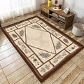 Country Cottage Deer Area Rugs 6x8ft Animal Plant Pine Cone Leaves Branches Patchwork Pattern Featured Indoor Floor Rugs, Vintage Style Non-Slip Non-Shedding Rugs for Farmhouse Office Living Room