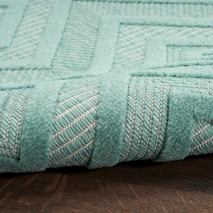 Nourison Home Versatile Aqua Teal 7' x 10' Area Rug - Easy Clean, Non Shedding, Bed Room, Living Room, Dining Room, Kitchen (7' x 10')