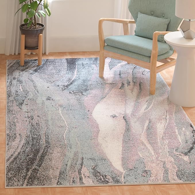 SAFAVIEH Glacier Collection 10'6" x 14' Pink / Blue GLA126U Modern Abstract Non-Shedding Living Room Bedroom Dining Home Office Area Rug