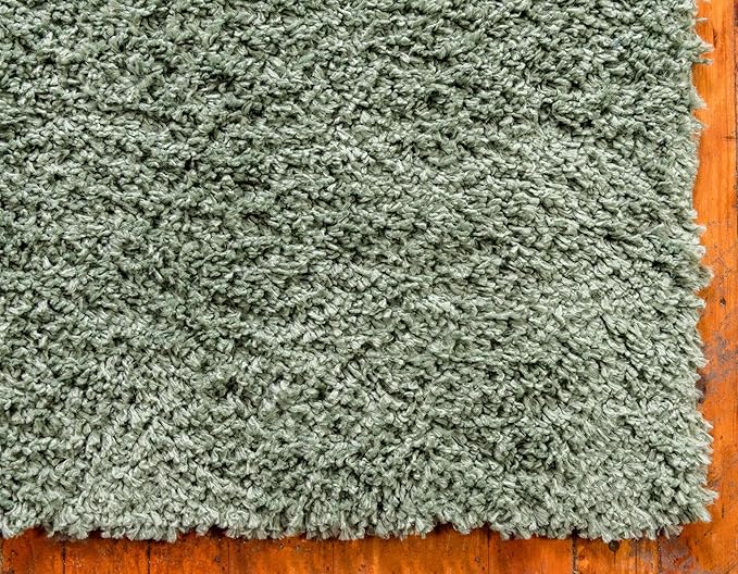 Unique Loom Davos Shag Collection Area Rug - Solid (7' 1" x 10' Rectangle, Sage)