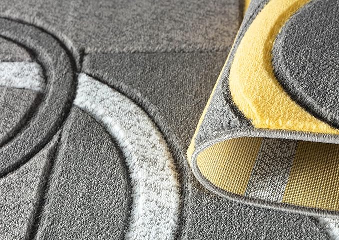 GLORY RUGS Area Rug Modern Soft Hand Carved Contemporary Floor Carpet with Premium Fluffy Texture for Indoor Living Dining Room and Bedroom Area (4x6, Yellow)