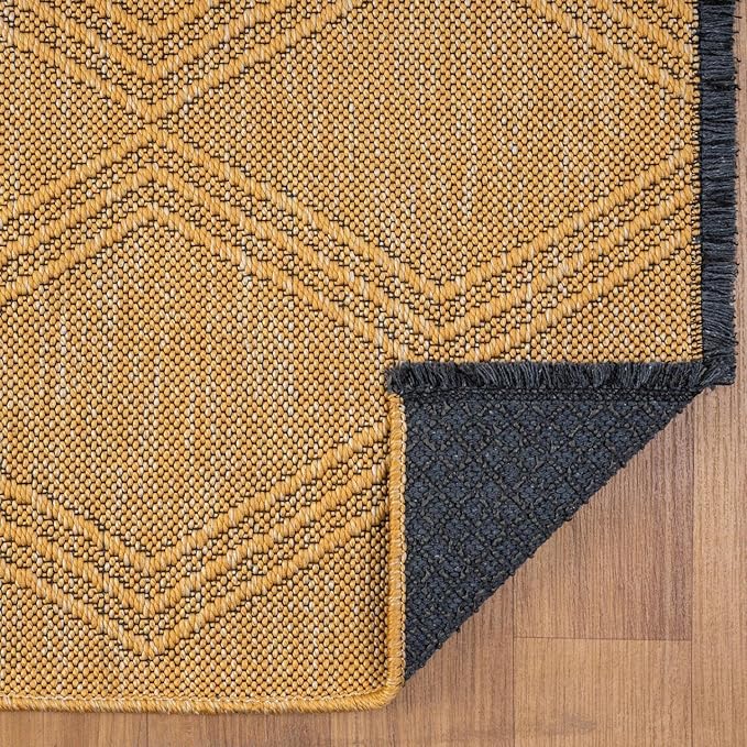 LUXE WEAVERS Modern Farmhouse Yellow 8x10 Washable Area Rug, Anti-Slip Diamond Pattern Carpet