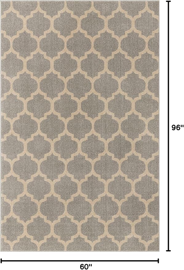 Rugs.com Lattice Collection Rug – 5' x 8' Light Gray Medium Rug Perfect for Bedrooms, Dining Rooms, Living Rooms