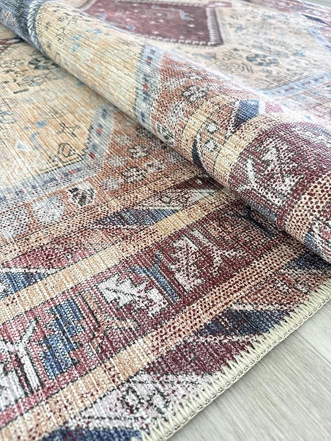 Fame Living Washable Area Rug. Modern Farmhouse. Vintage. Turkish. Bohemian. Distressed. Oriental. Traditional. Rugs for Living Room. Dining. Bedroom. Office. Entryway. Foyer. (863TT, 2'5" x 6'5")